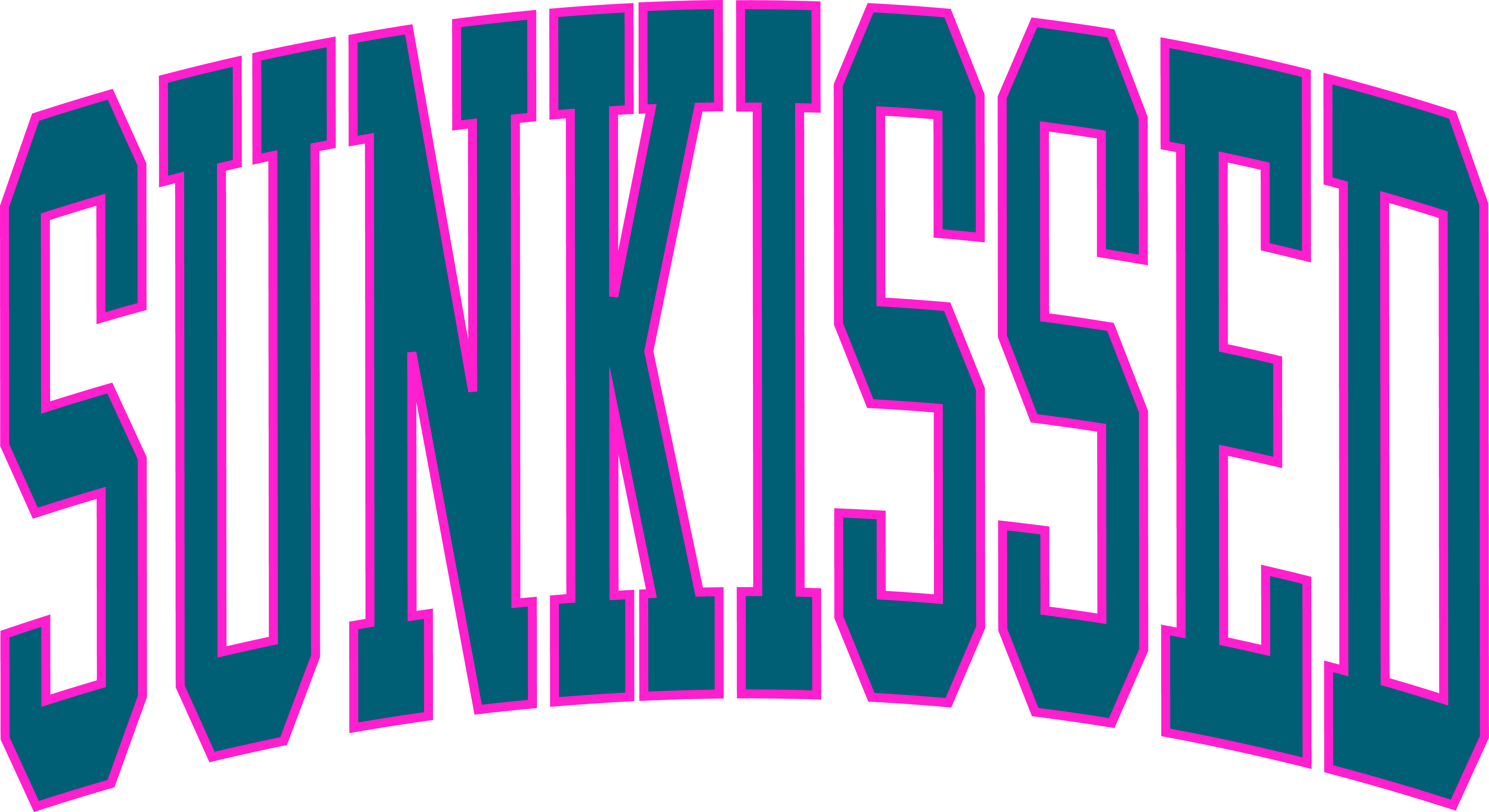 DTF TRANSFER - 3909 Sunkissed Teal with Hot Pink Outline - Image 4